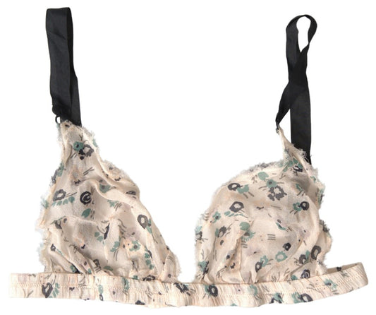 Elegante sujetador beige con estampado floral