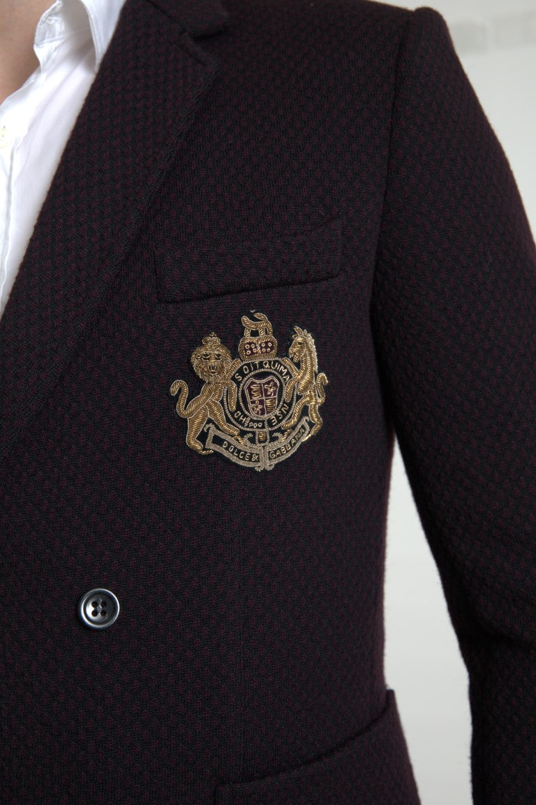 Elegante blazer cruzado de lana morado