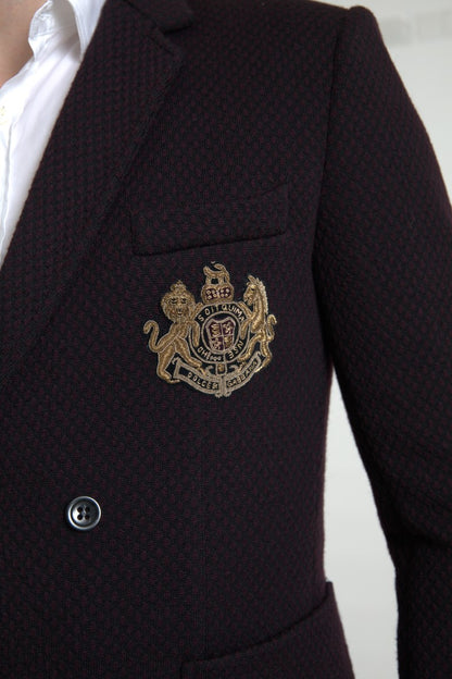 Elegante blazer cruzado de lana morado