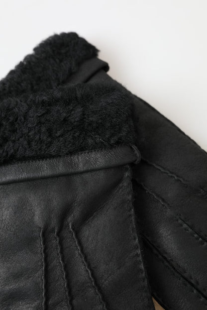 Guantes de invierno elegantes de cuero negro