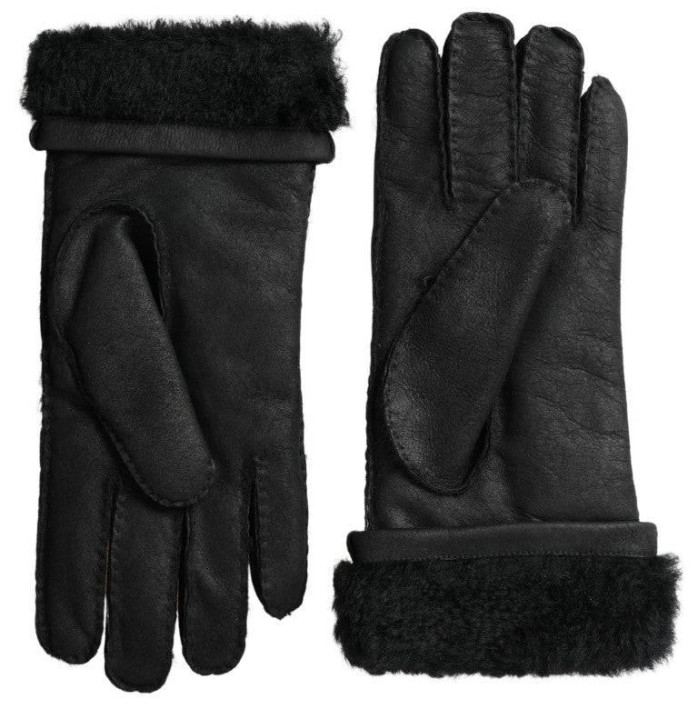 Guantes de invierno elegantes de cuero negro