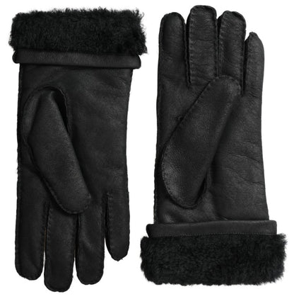 Guantes de invierno elegantes de cuero negro