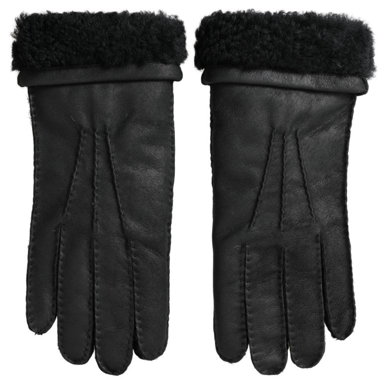 Guantes de invierno elegantes de cuero negro