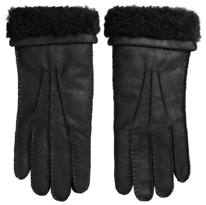 Guantes de invierno elegantes de cuero negro
