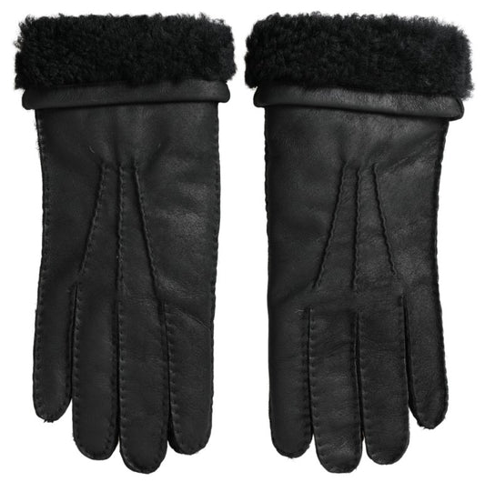 Guantes de invierno elegantes de cuero negro