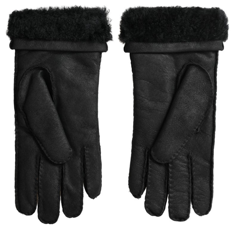 Guantes de invierno elegantes de cuero negro