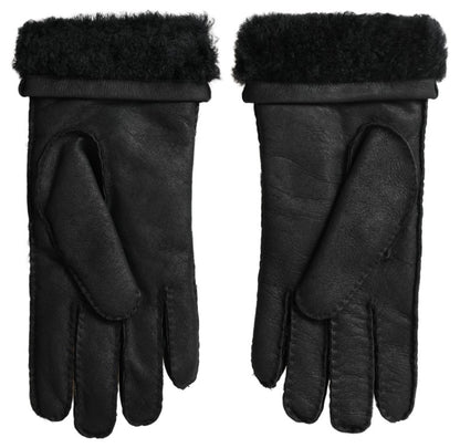 Guantes de invierno elegantes de cuero negro