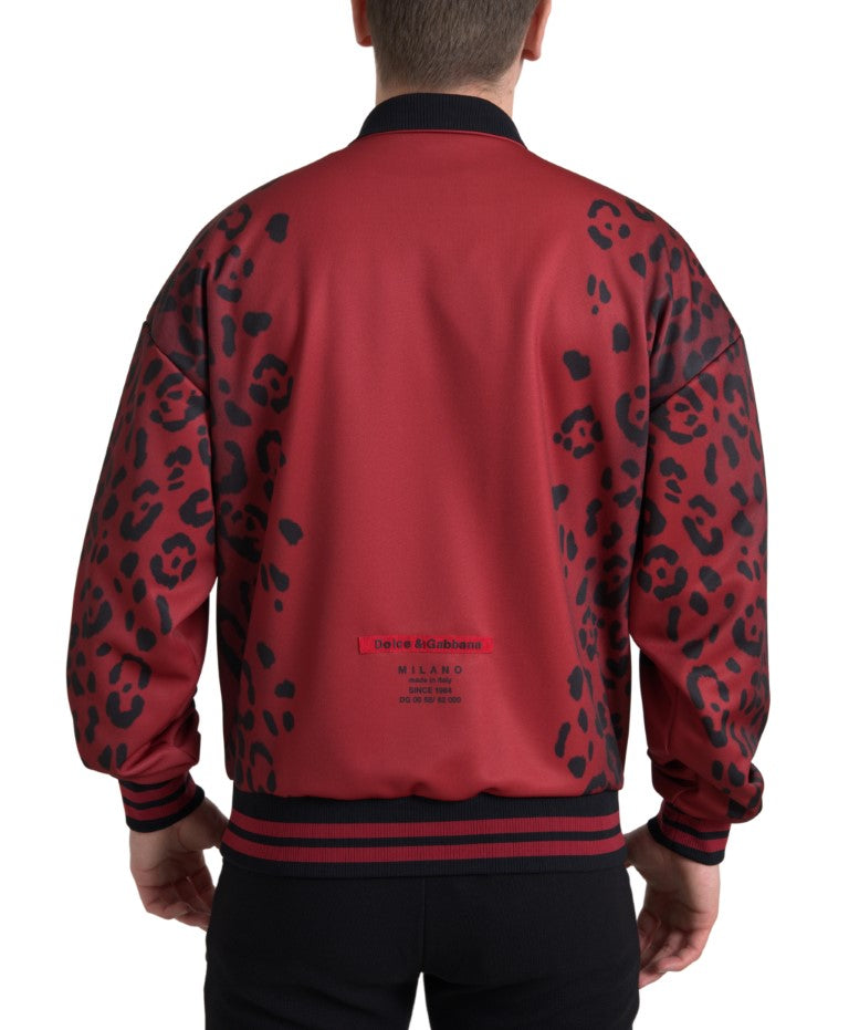 Chaqueta bomber con estampado de leopardo rojo