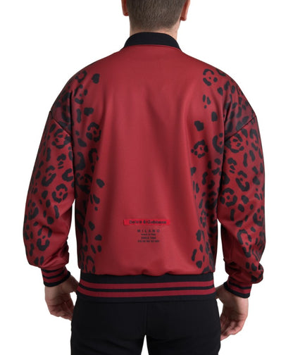 Chaqueta bomber con estampado de leopardo rojo