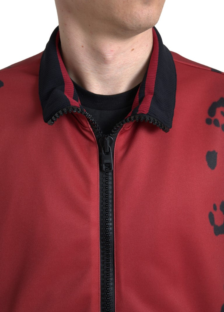 Chaqueta bomber con estampado de leopardo rojo