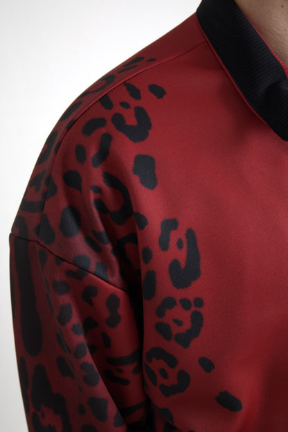 Chaqueta bomber con estampado de leopardo rojo