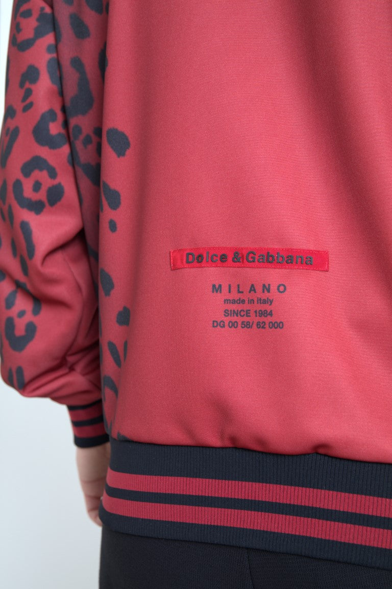 Chaqueta bomber con estampado de leopardo rojo