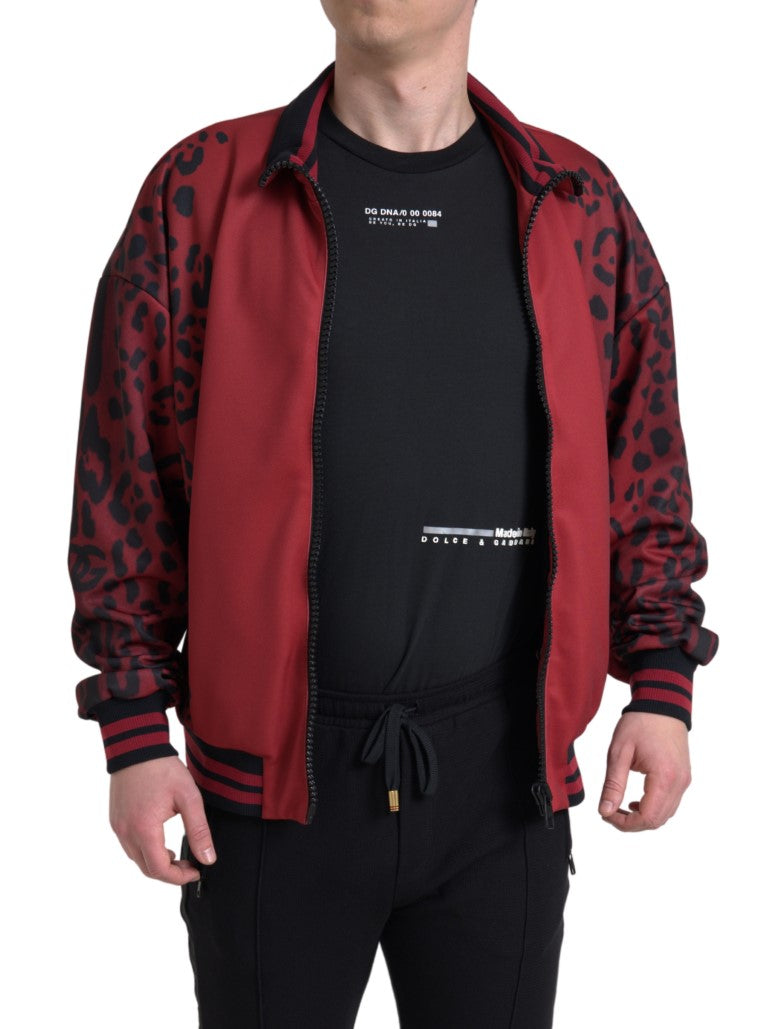 Chaqueta bomber con estampado de leopardo rojo