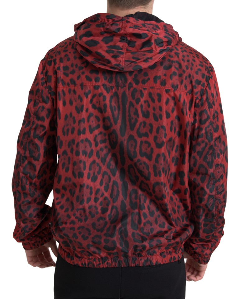 Chaqueta bomber con capucha de leopardo rojo