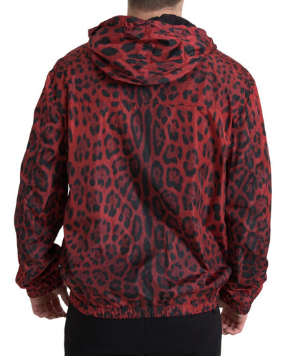 Chaqueta bomber con capucha de leopardo rojo