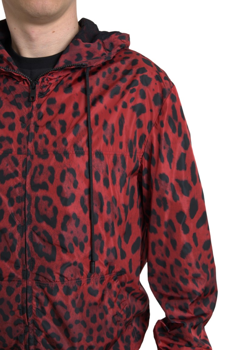 Chaqueta bomber con capucha de leopardo rojo