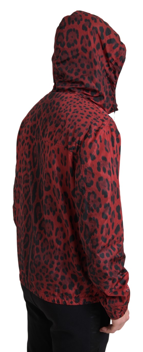 Chaqueta bomber con capucha de leopardo rojo