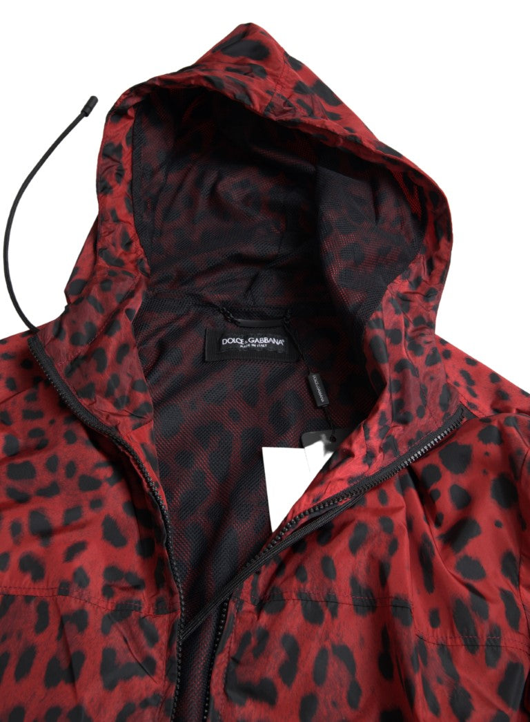 Chaqueta bomber con capucha de leopardo rojo