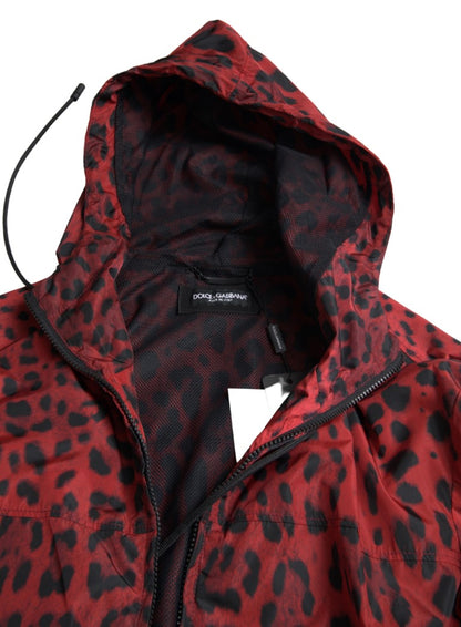 Chaqueta bomber con capucha de leopardo rojo