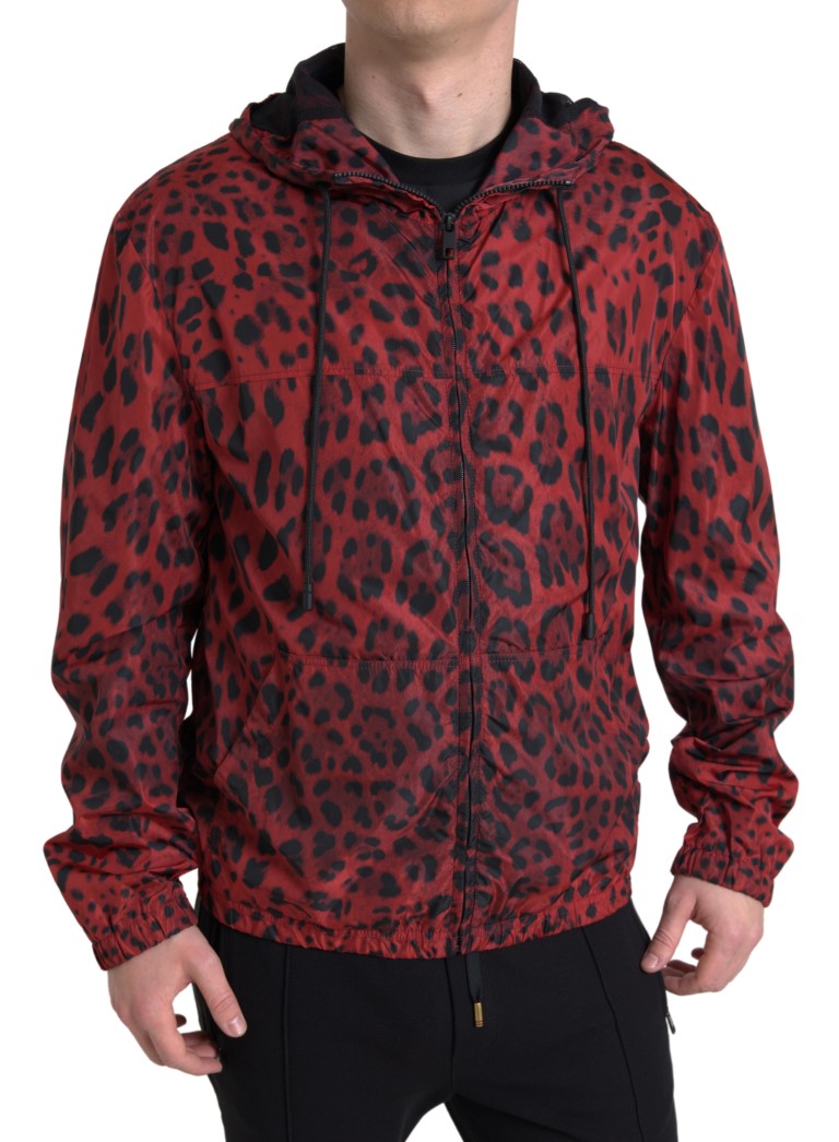 Chaqueta bomber con capucha de leopardo rojo