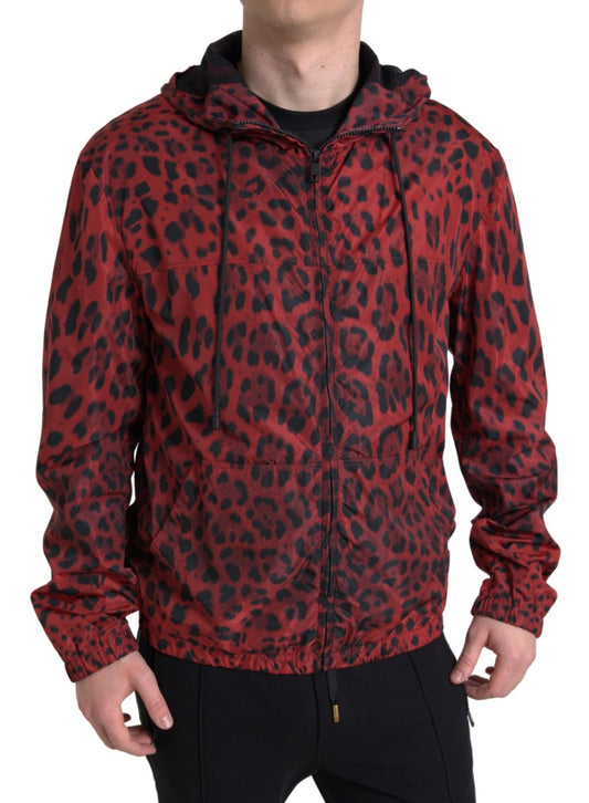 Chaqueta bomber con capucha de leopardo rojo