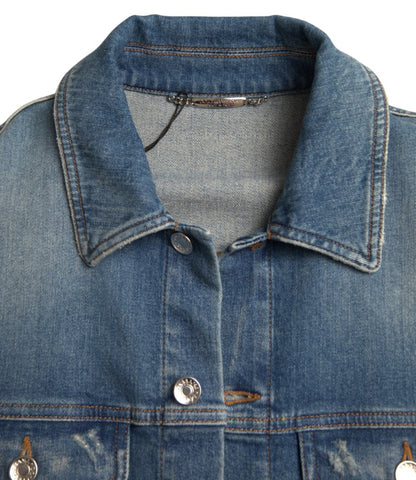 Elegante chaqueta vaquera elástica azul