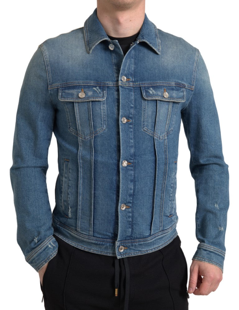 Elegante chaqueta vaquera elástica azul