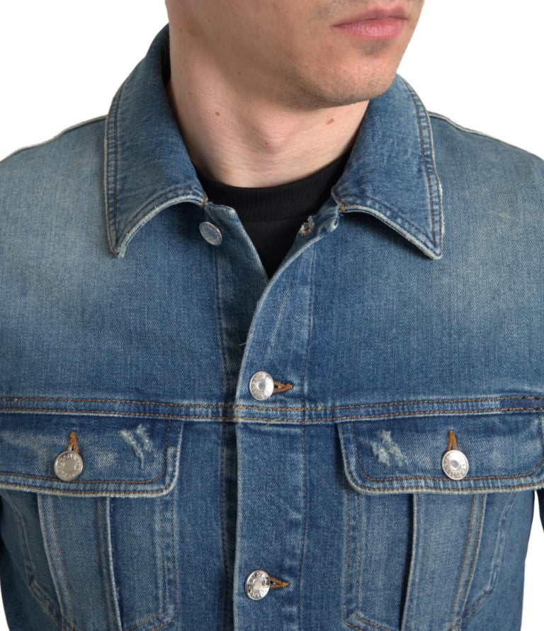 Elegante chaqueta vaquera elástica azul