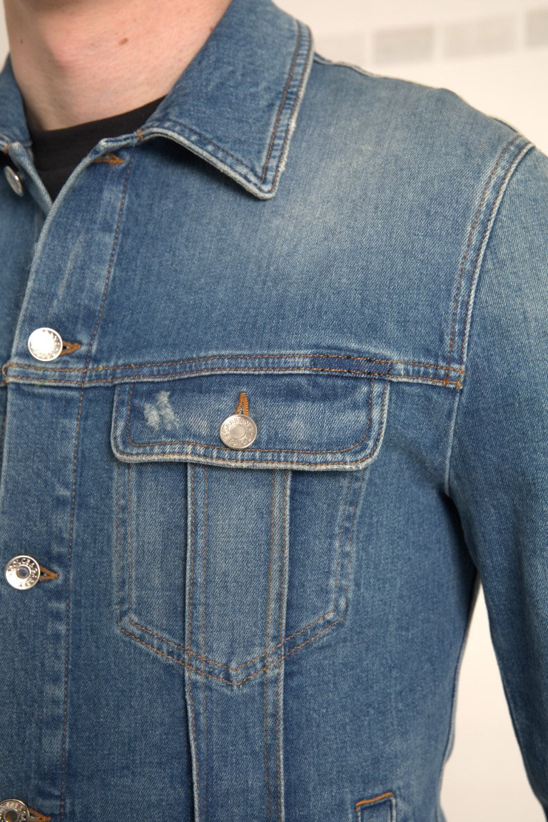 Elegante chaqueta vaquera elástica azul