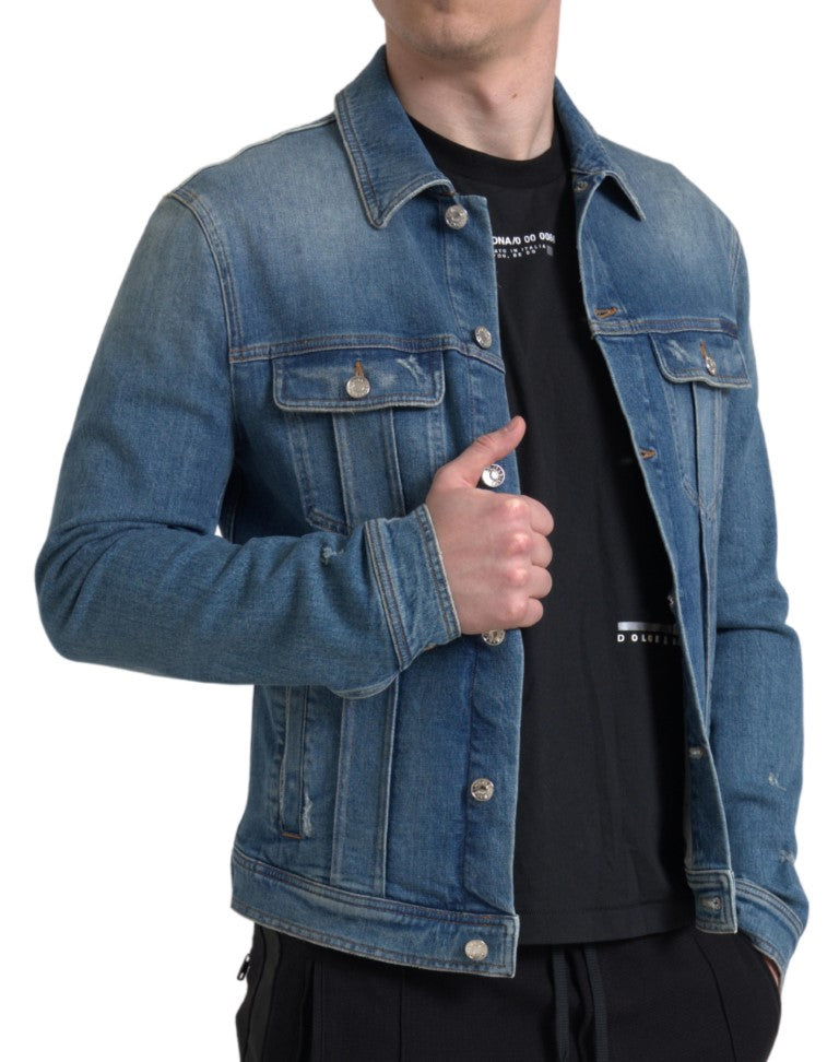 Elegante chaqueta vaquera elástica azul