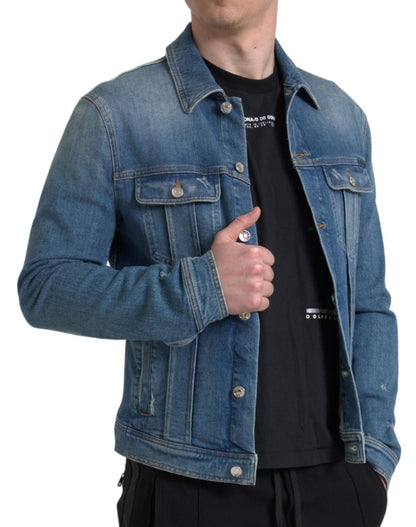 Elegante chaqueta vaquera elástica azul