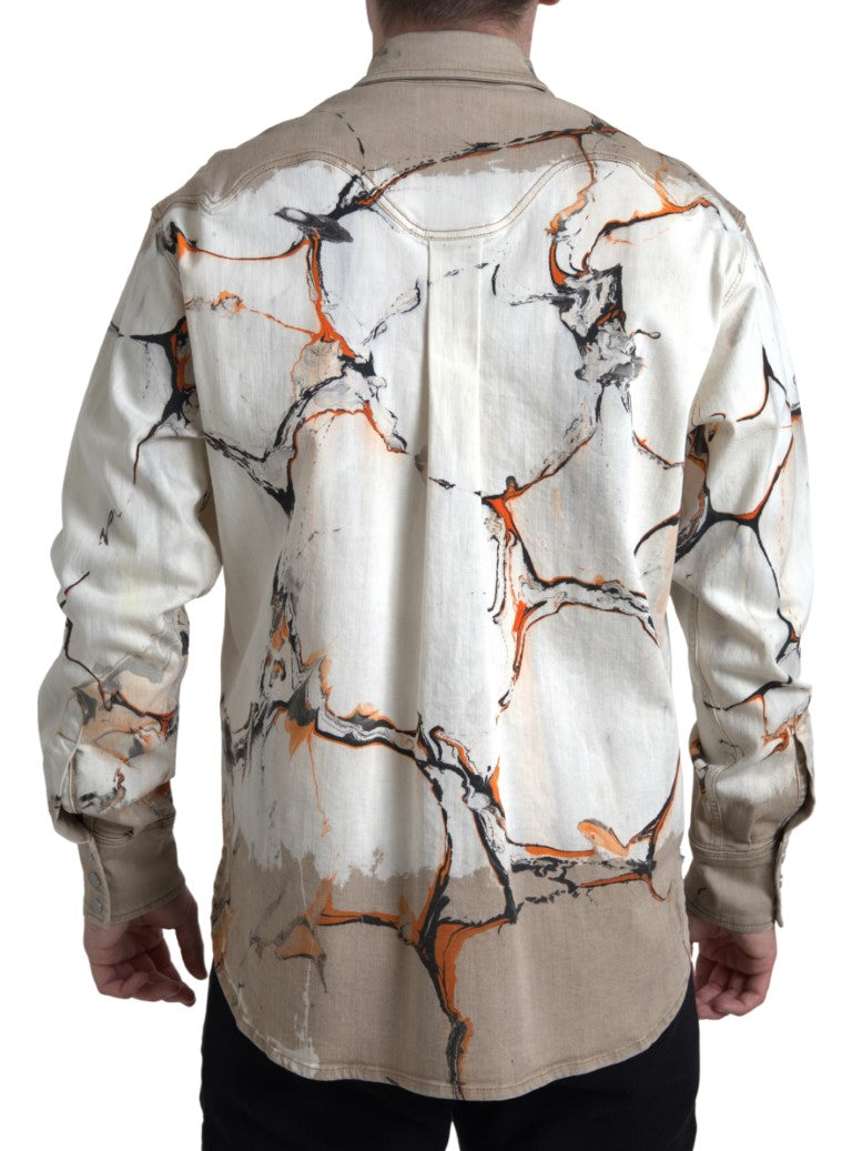 Camisa vaquera elástica de algodón multicolor