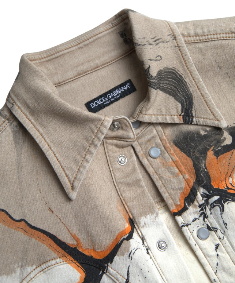 Camisa vaquera elástica de algodón multicolor