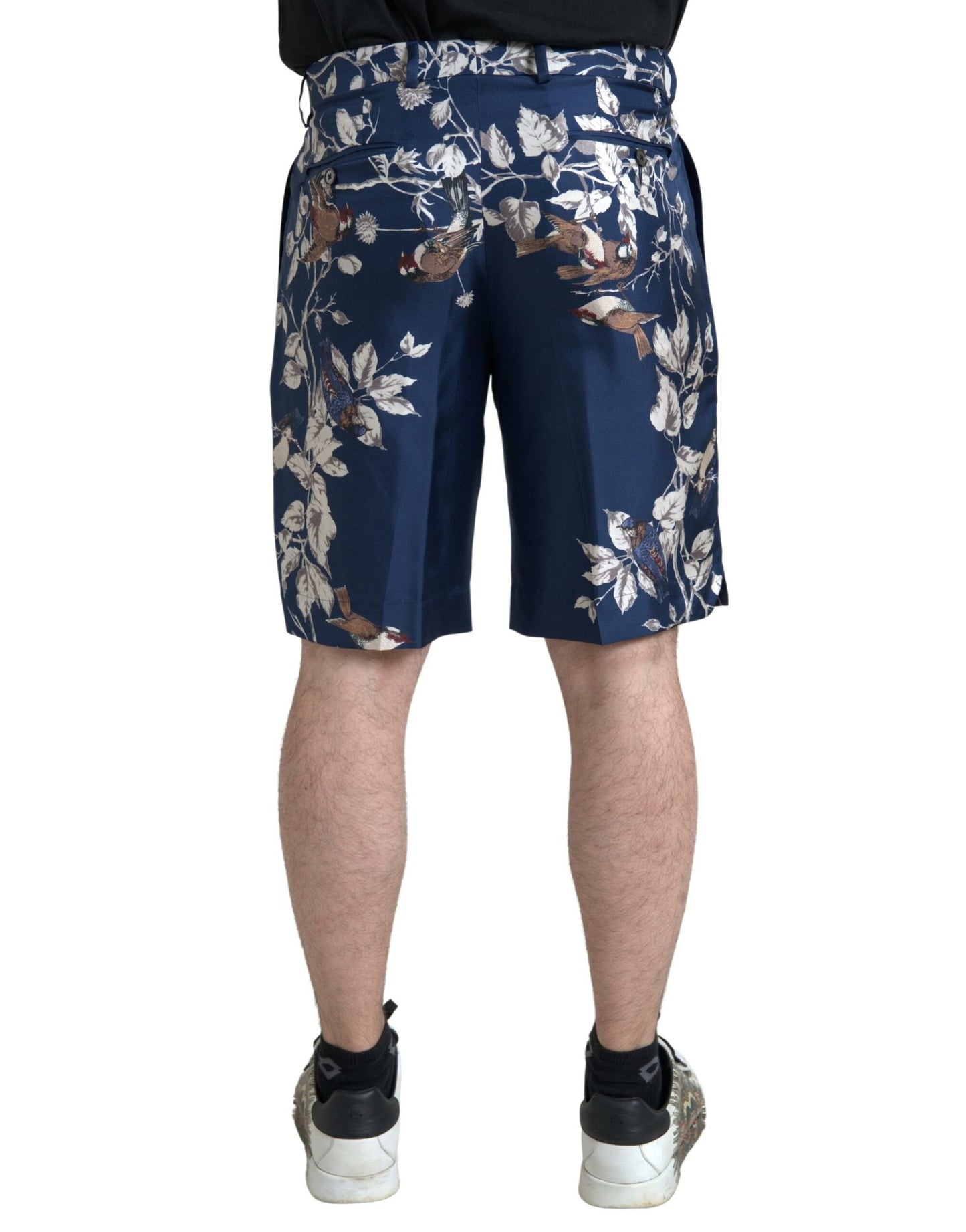 Bermudas de seda con estampado floral en azul