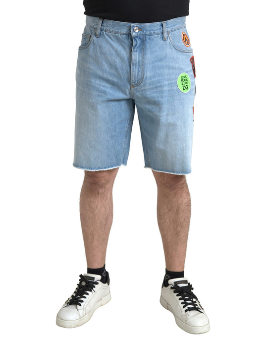 Elegantes pantalones cortos bermudas de mezclilla azul claro
