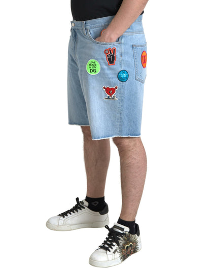 Elegantes pantalones cortos bermudas de mezclilla azul claro