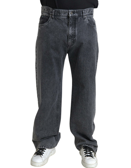 Elegantes vaqueros rectos de mezclilla gris oscuro
