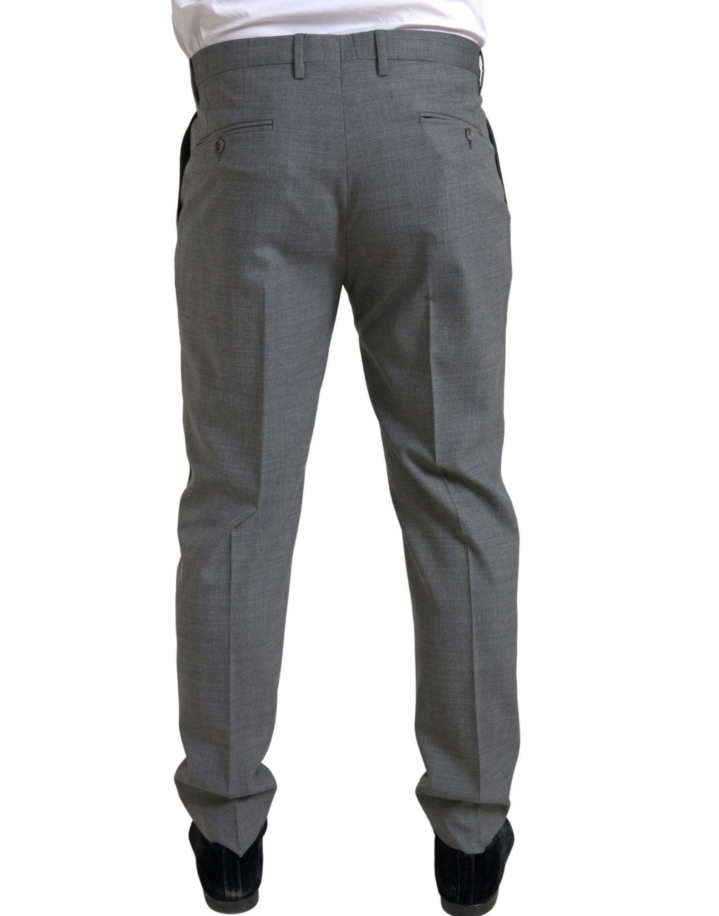 Elegantes pantalones de vestir ajustados de lana en gris
