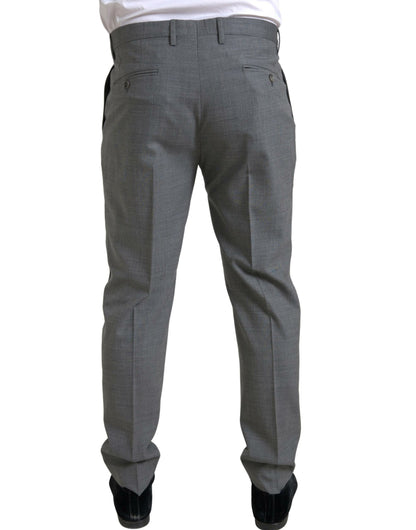 Elegantes pantalones de vestir ajustados de lana en gris