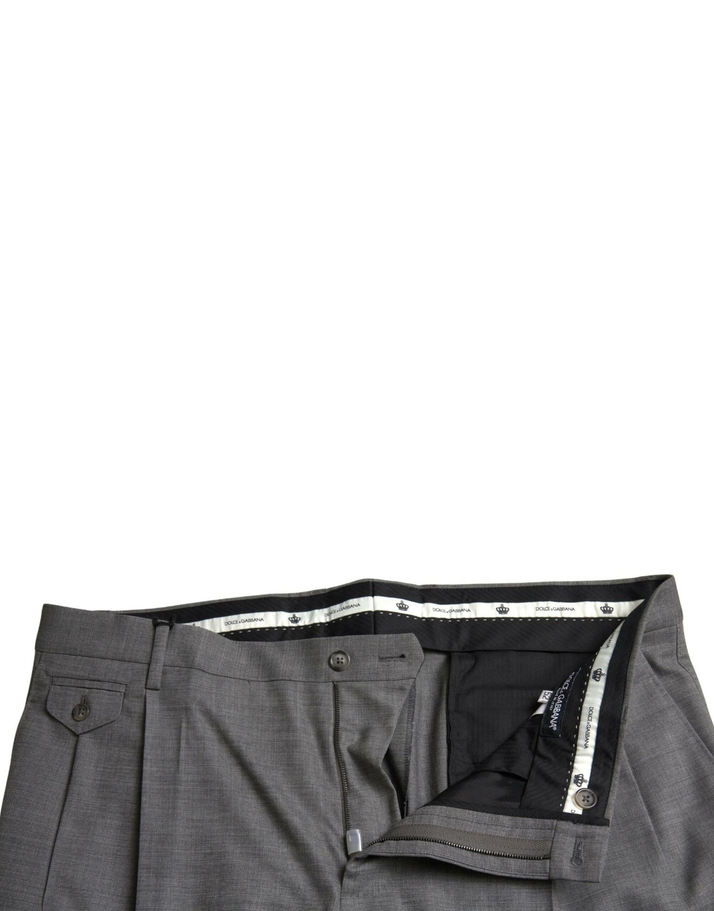 Elegantes pantalones de vestir ajustados de lana en gris