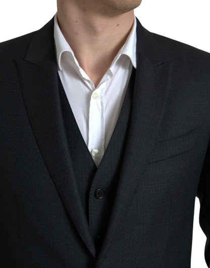 Elegante traje de tres piezas de corte entallado de Martini negro