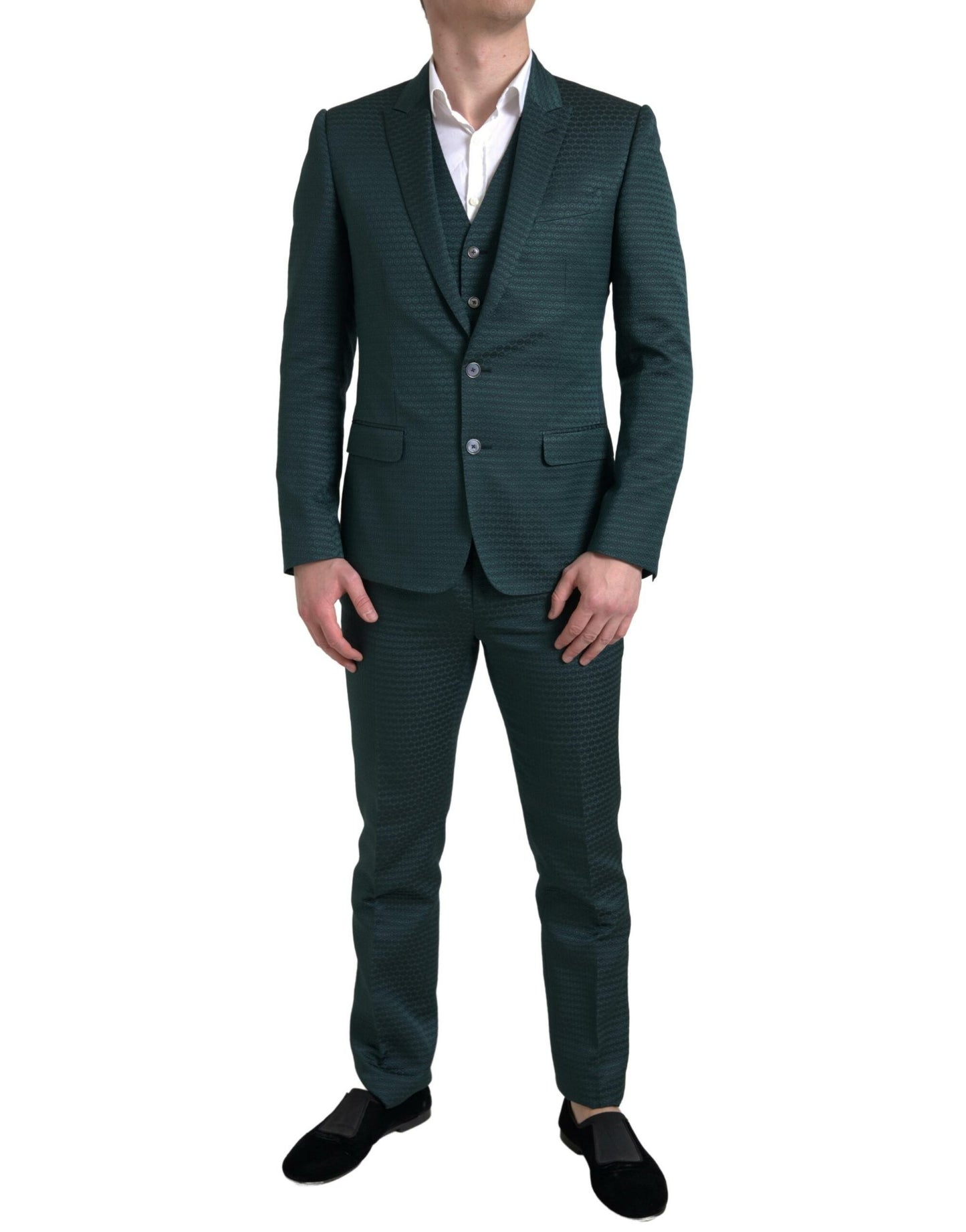 Traje de 3 piezas de corte entallado Emerald Elegance