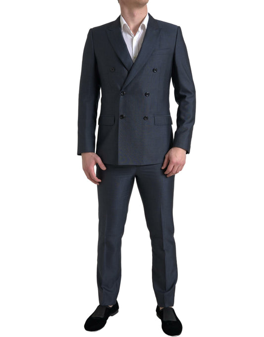 Elegante traje Martini de mezcla de seda azul