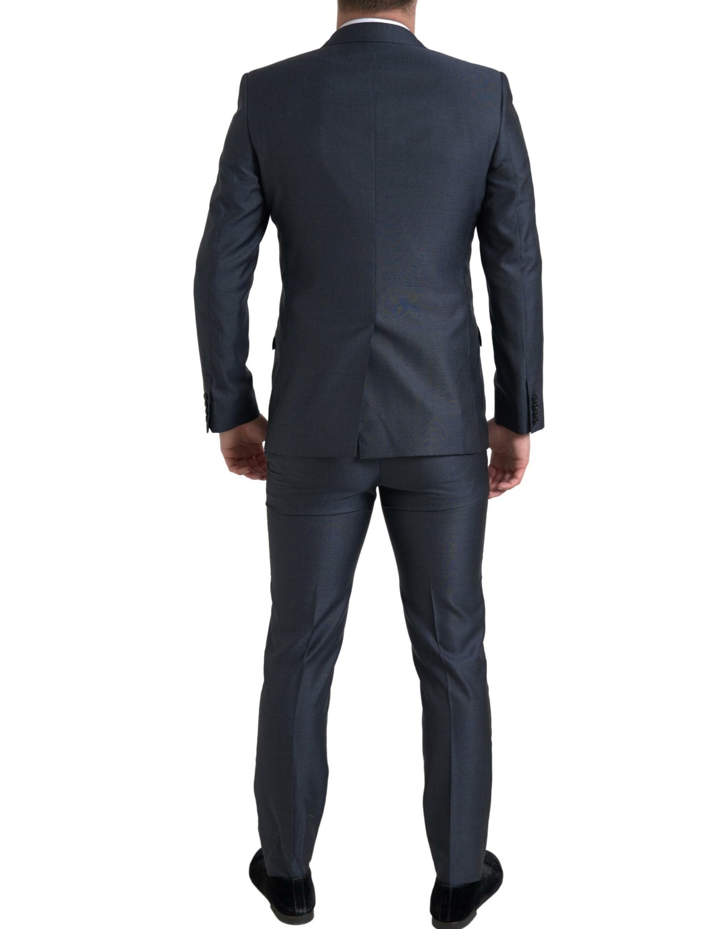 Elegante traje Martini de mezcla de seda azul