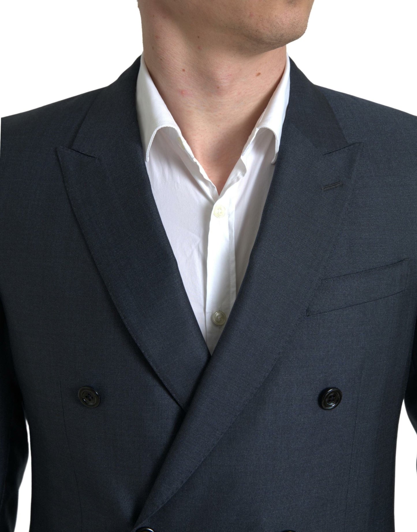 Elegante traje Martini de mezcla de seda azul