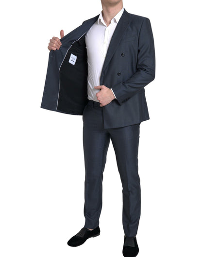 Elegante traje Martini de mezcla de seda azul