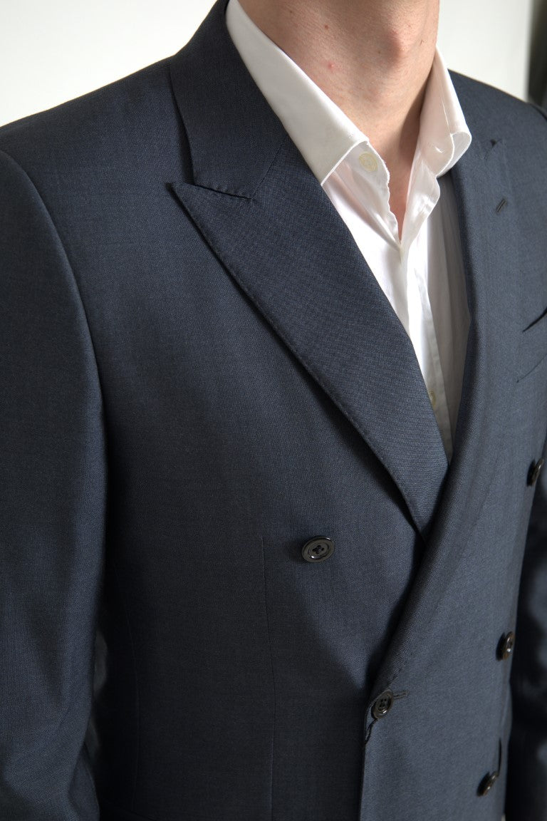 Elegante traje Martini de mezcla de seda azul
