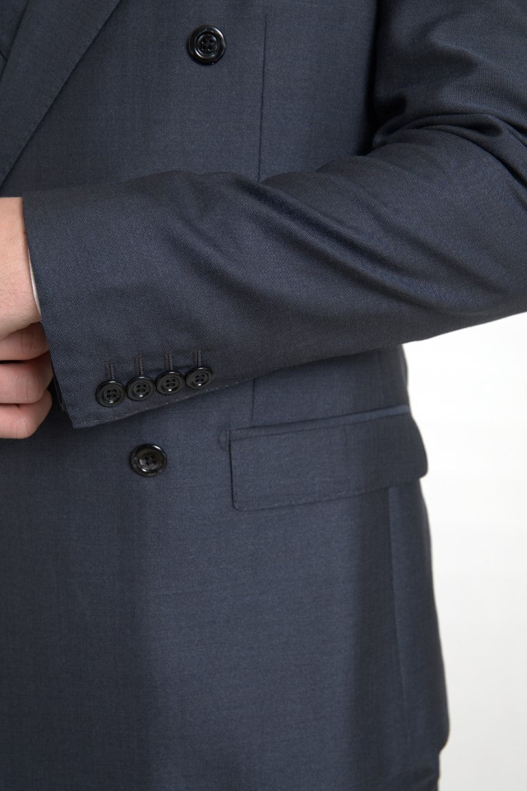 Elegante traje Martini de mezcla de seda azul