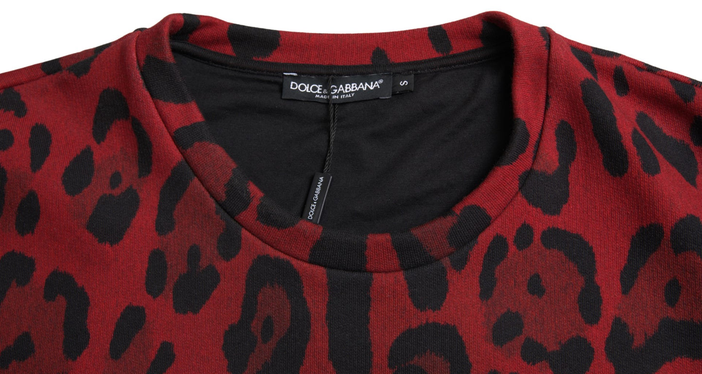 Camiseta de tirantes de algodón con estampado de leopardo rojo