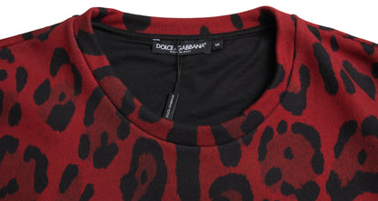 Camiseta de tirantes de algodón con estampado de leopardo rojo